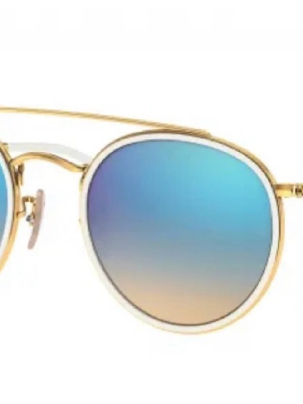 Ray-Ban Gold Frame Sunglasses with Blue Lenses